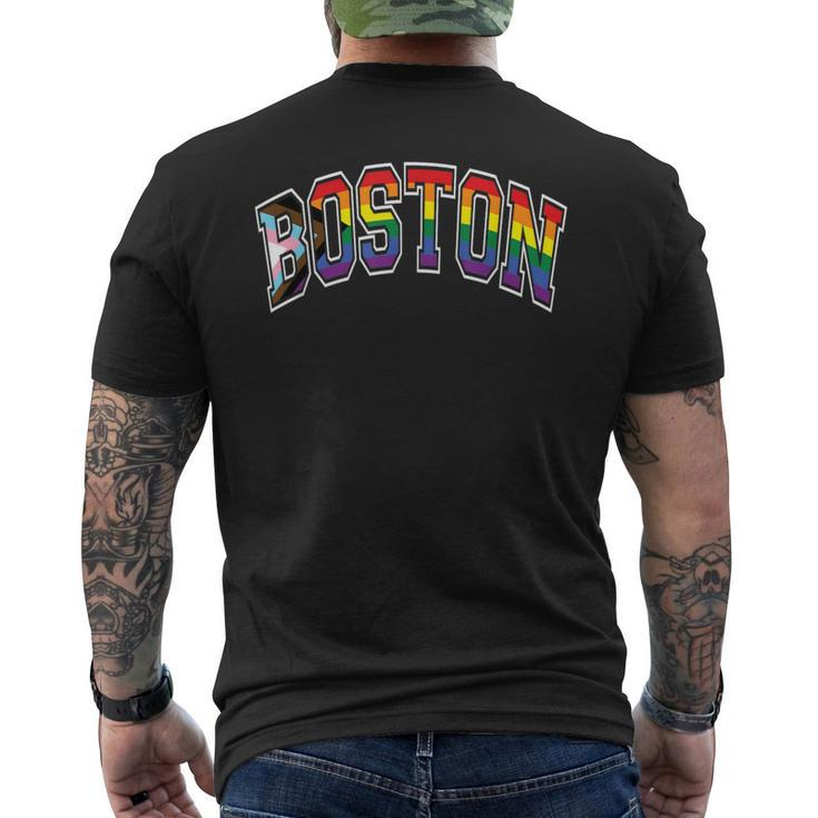 Boston Arched Style Text Progress Pride Pattern Men's T-shirt Back Print