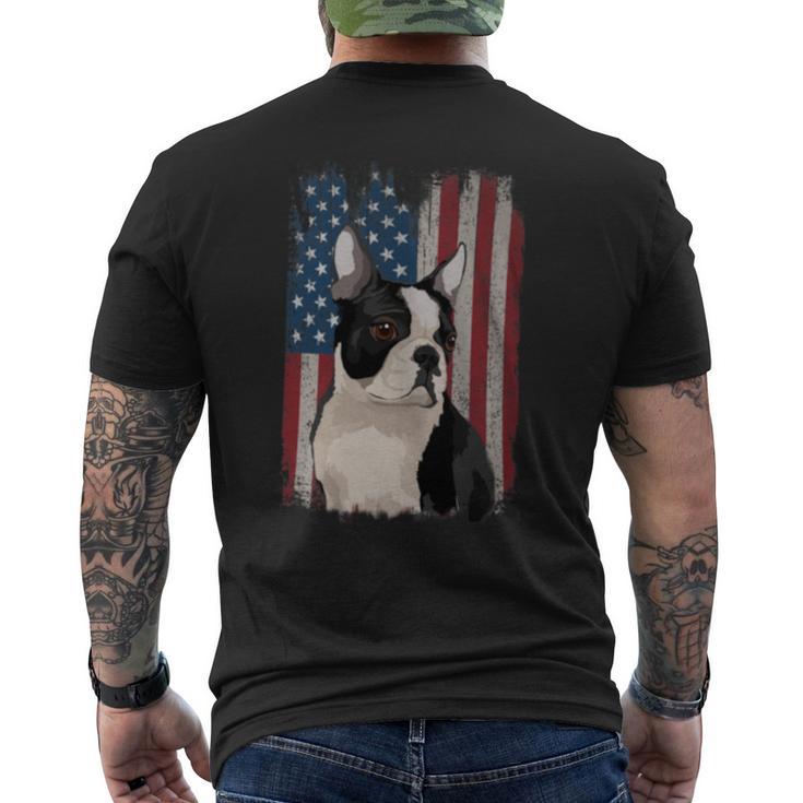 Boston Terrier American Flag Patriotic 4Th Of July Men's T-shirt Back Print