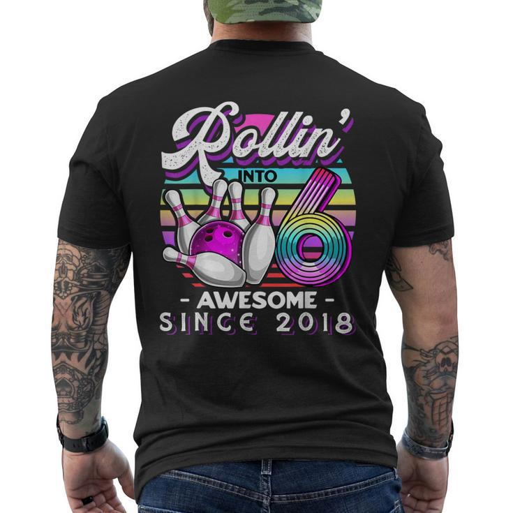 Bowling Party Rollin' 6 Awesome 2018 6Th Birthday Girls Men's T-shirt Back Print