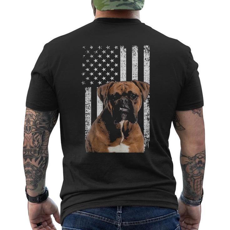 Boxer Dog American Flag Boxer Dad With Us Flag Men's T-shirt Back Print