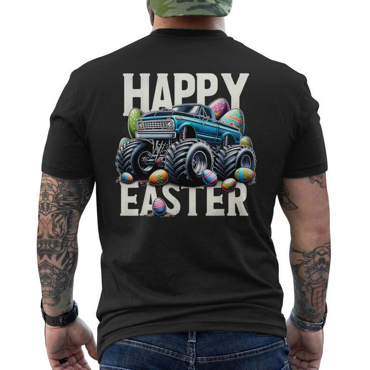 Boys Happy Easter Monster Truck Easter Eggs Hunt Toddler Kid Men's T-shirt Back Print
