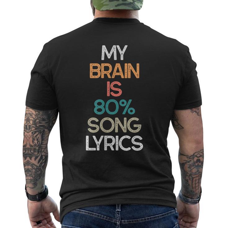 My Brain Is 90 Song Lyrics Lyricist Men's T-shirt Back Print