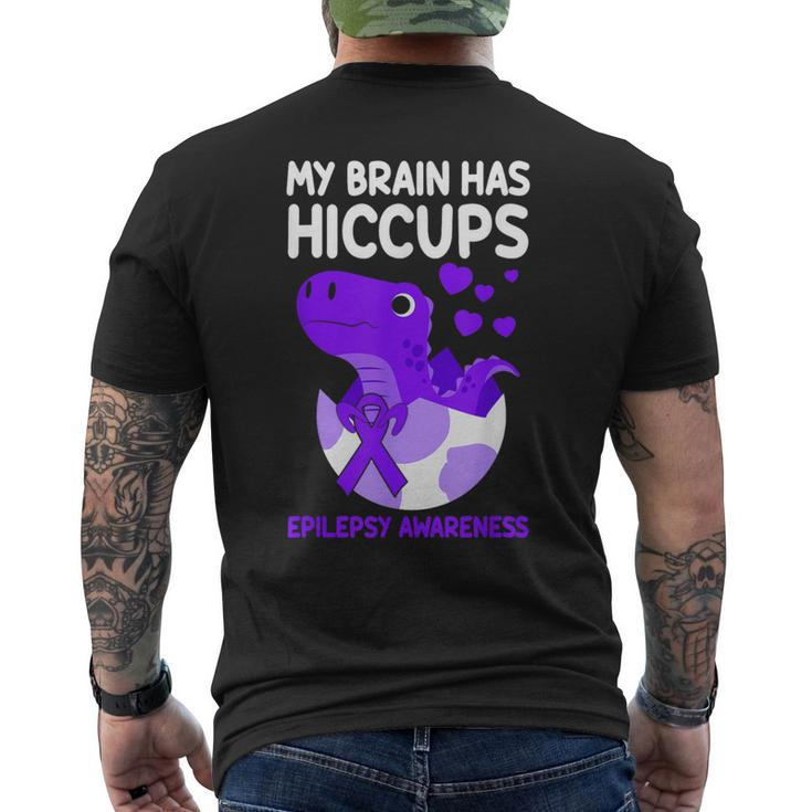 My Brain Has Hiccups Purple Ribbon Epilepsy Awareness Men's T-shirt Back Print