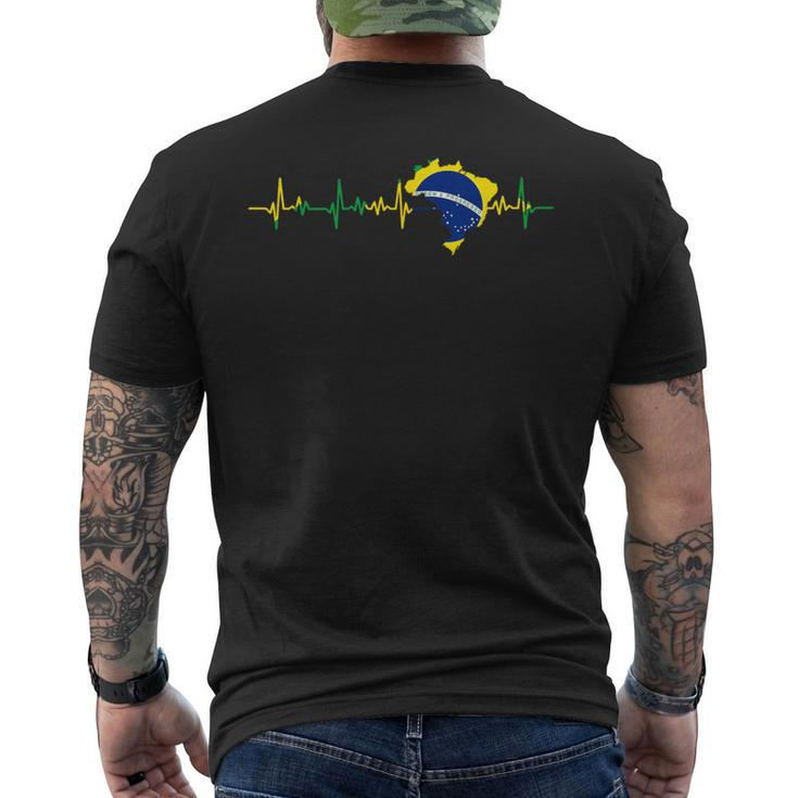 Brazil Flag Heartbeat Brasil Men's T-shirt Back Print
