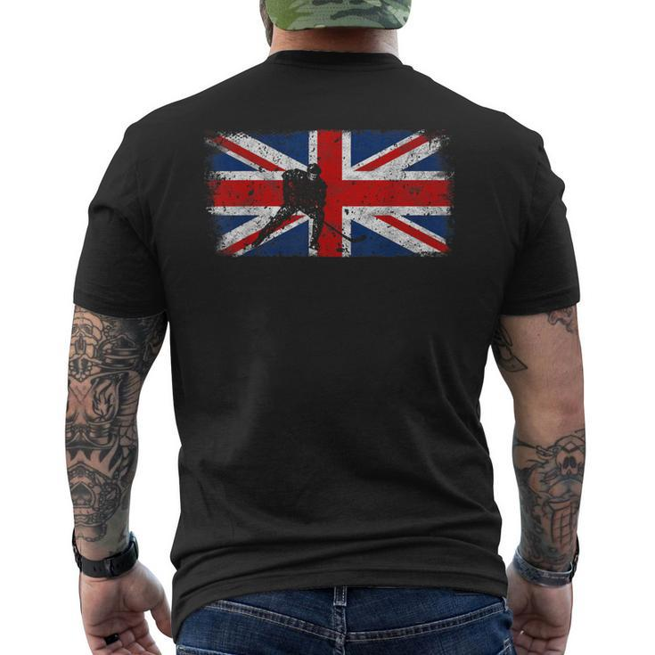 British Flag Ice Hockey Vintage Union Jack Men's T-shirt Back Print