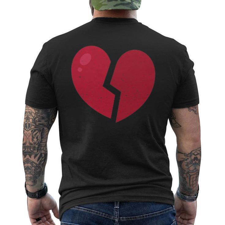 Broken Heart Anti Valentine's Day Distressed Heart Men's T-shirt Back Print