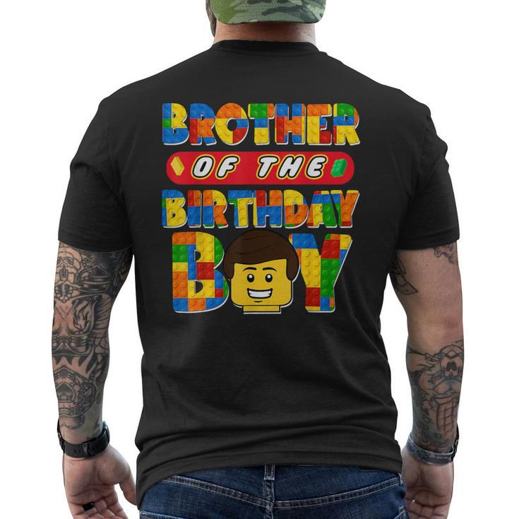 Brother Of The Birthday Boy Building Brick Family Matching Men's T-shirt Back Print