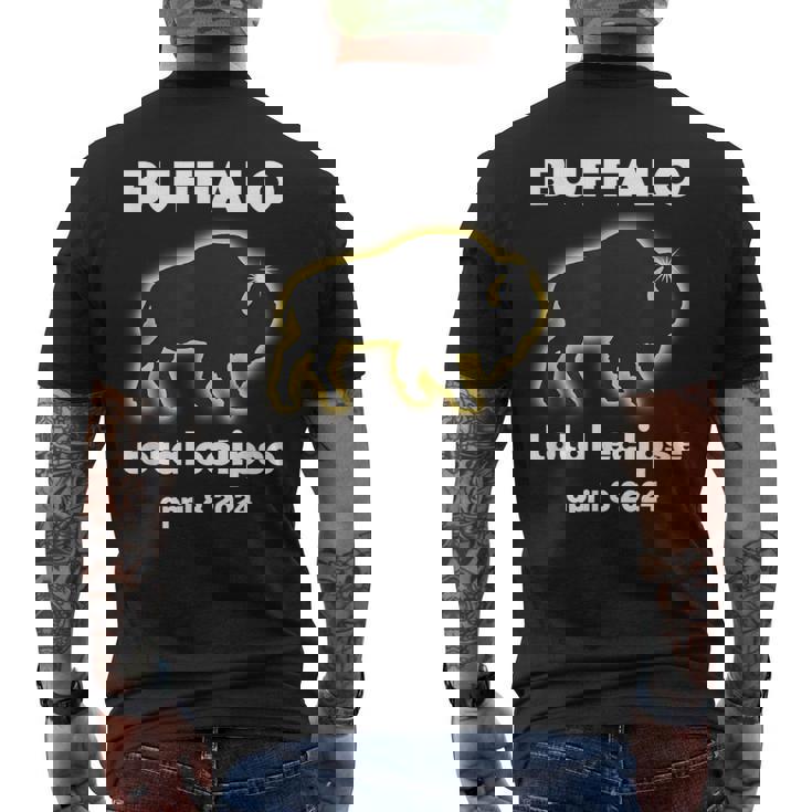 Buffalo Eclipse Outline April 8 2024 Total Eclipse Buffalo Men's T-shirt Back Print