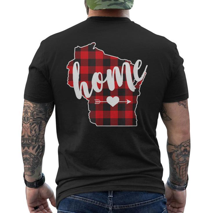Buffalo Plaid Wisconsin Home State Lumberjack Souvenir Men's T-shirt Back Print