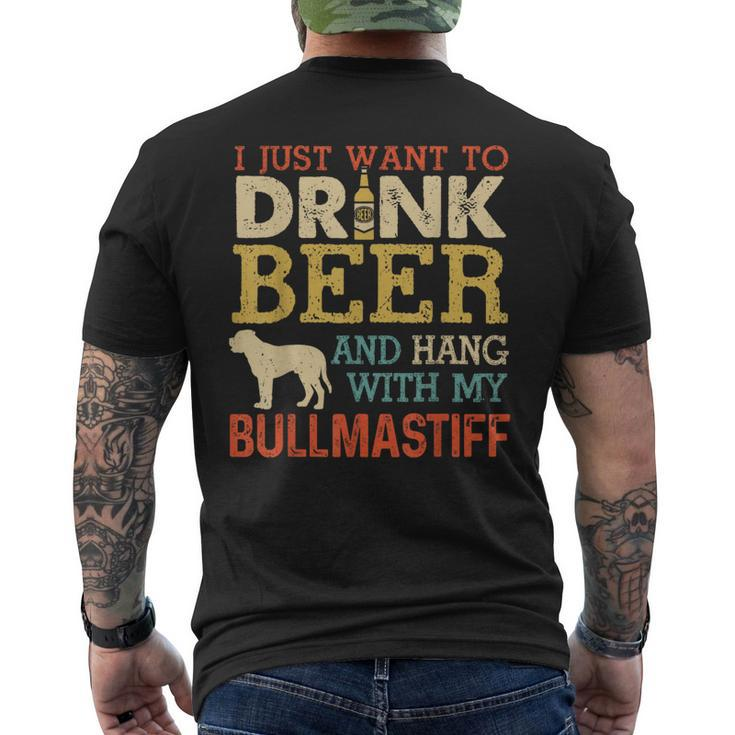 Bullmastiff Dad Drink Beer Hang With Dog Vintage Men's T-shirt Back Print