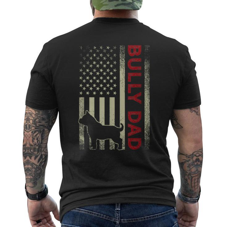 Bully Or Pitbull Dog Dad Vintage American Flag  Men's T-shirt Back Print