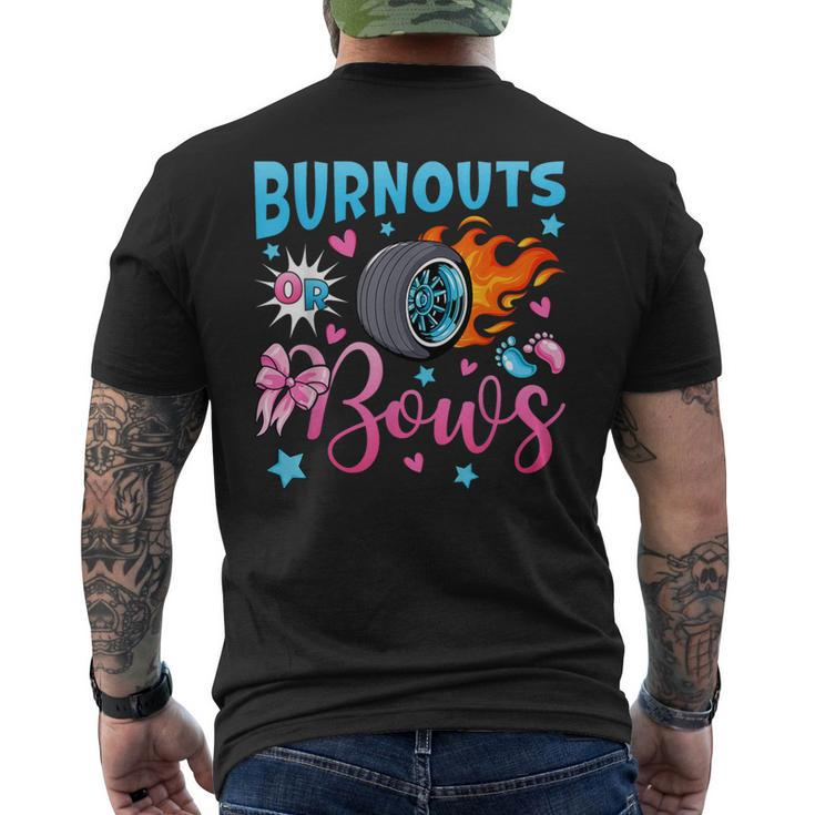 Burnouts Or Bows Gender Reveal Party Ideas Baby Announcement Men's T-shirt Back Print