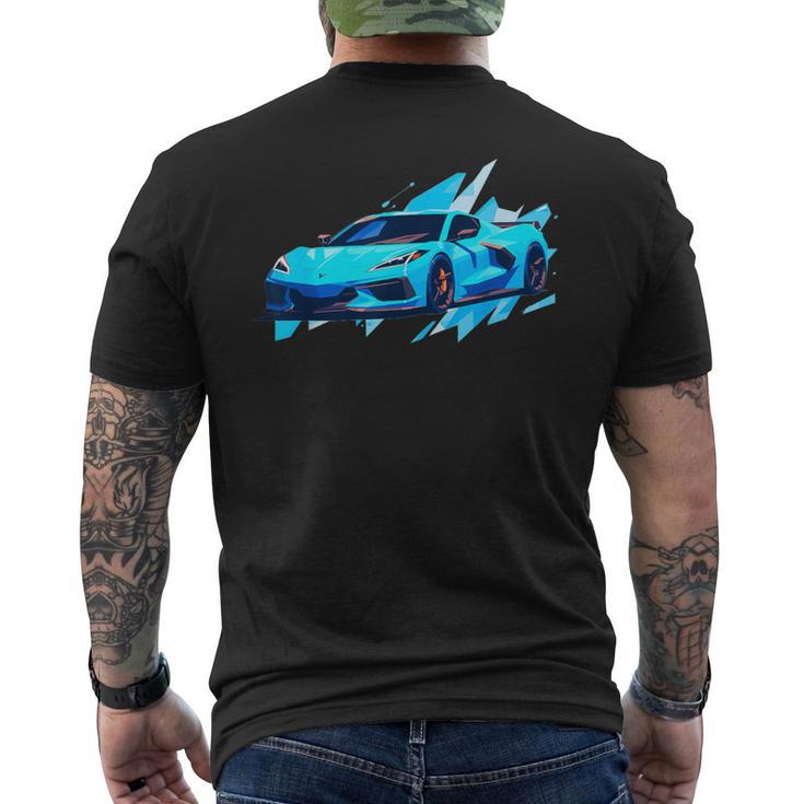 C8 Retro Rapid Blue Supercar Sports Car Vintage C8 Men's T-shirt Back Print