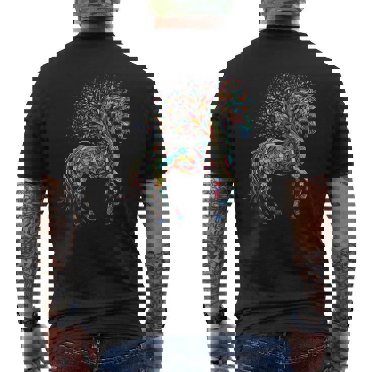 Caballo Arte Árbol Colorido Animal Caballo Camiseta Hombre Estampado Espalda