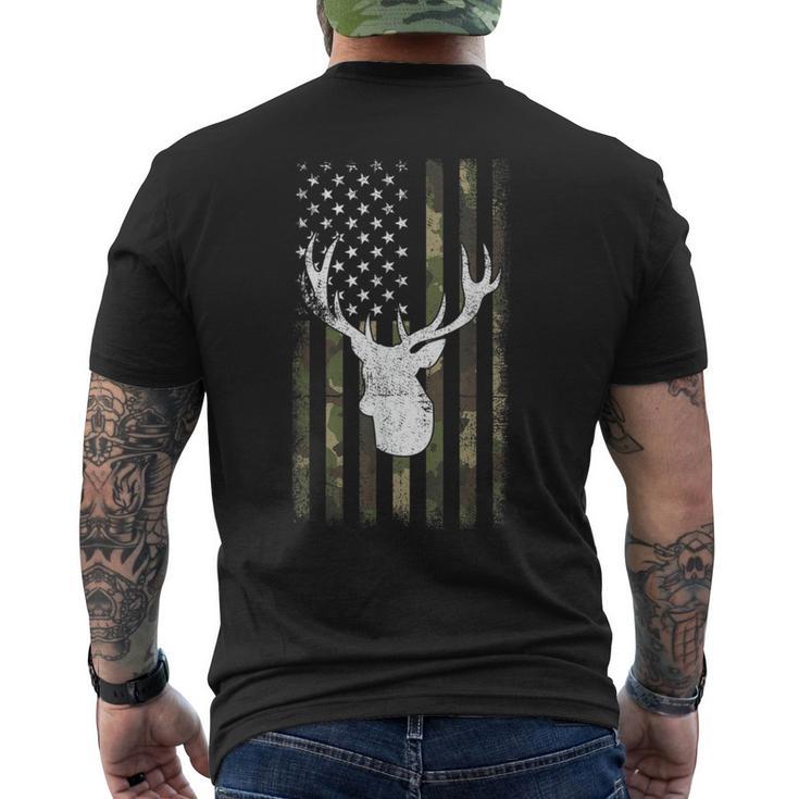 Camo Deer American Flag Graphic Hunting Men Dad Boys Men's T-shirt Back Print