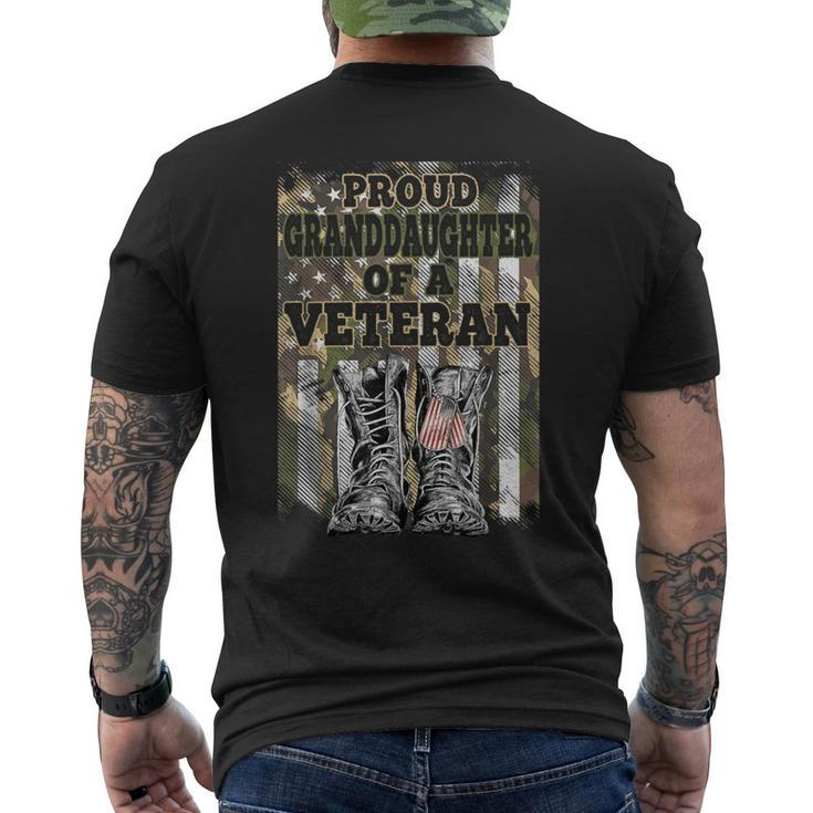 Camouflage American Proud Granddaughter Of The Veteran Men's T-shirt Back Print