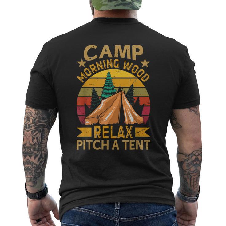 Camp Morning-Wood Relax Pitch A Tent Family Camping Men's T-shirt Back Print