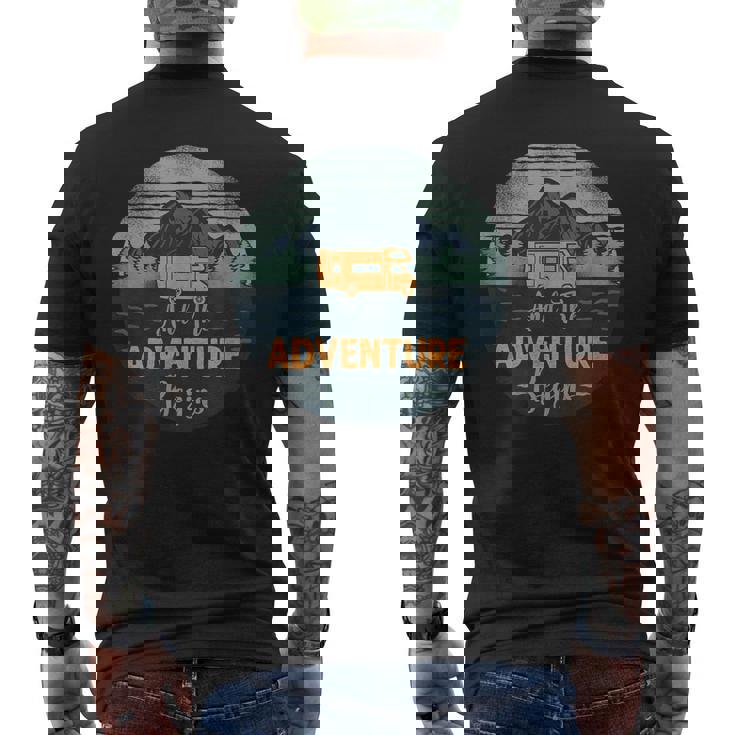 Camping And The Adventure Begins Motorhome Campervan Men's T-shirt Back Print