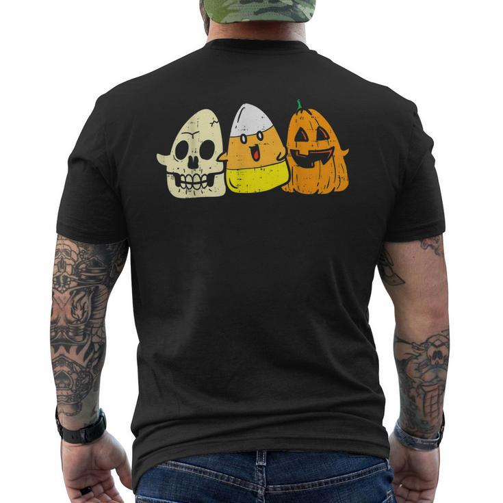 Candy Corn Skeleton Skull Pumpkin Fun Halloween Costume Kids Mens Back Print T-shirt