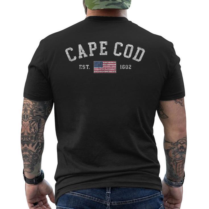 Cape Cod Massachusetts Us Flag Est 1602 Vacation Souvenir Men's T-shirt Back Print