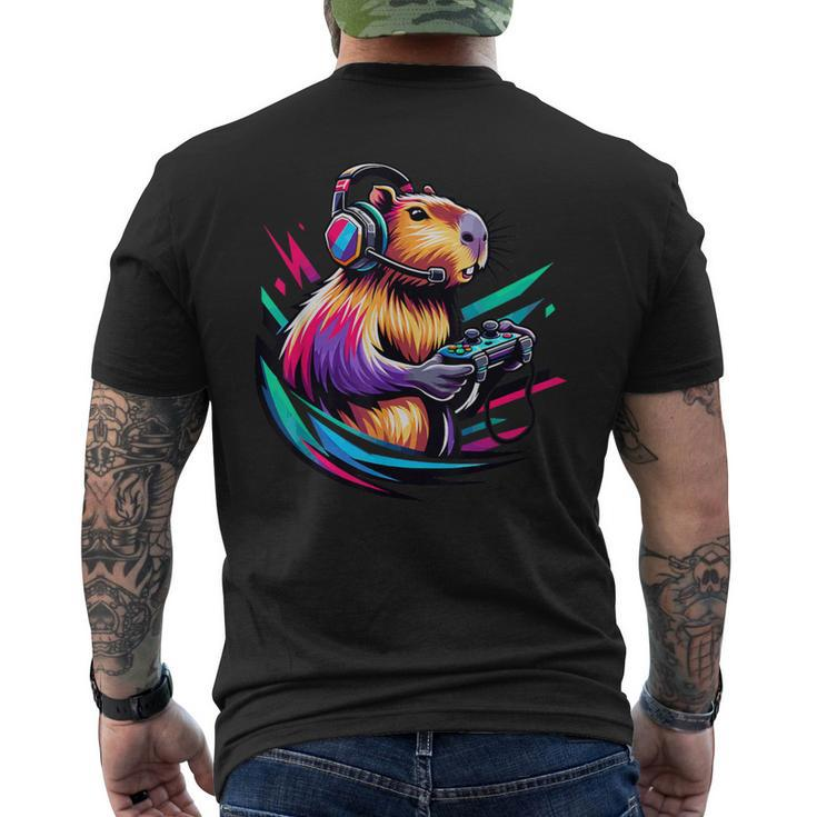 Capybara Capybara Rodent & Video Games Lover Men's T-shirt Back Print