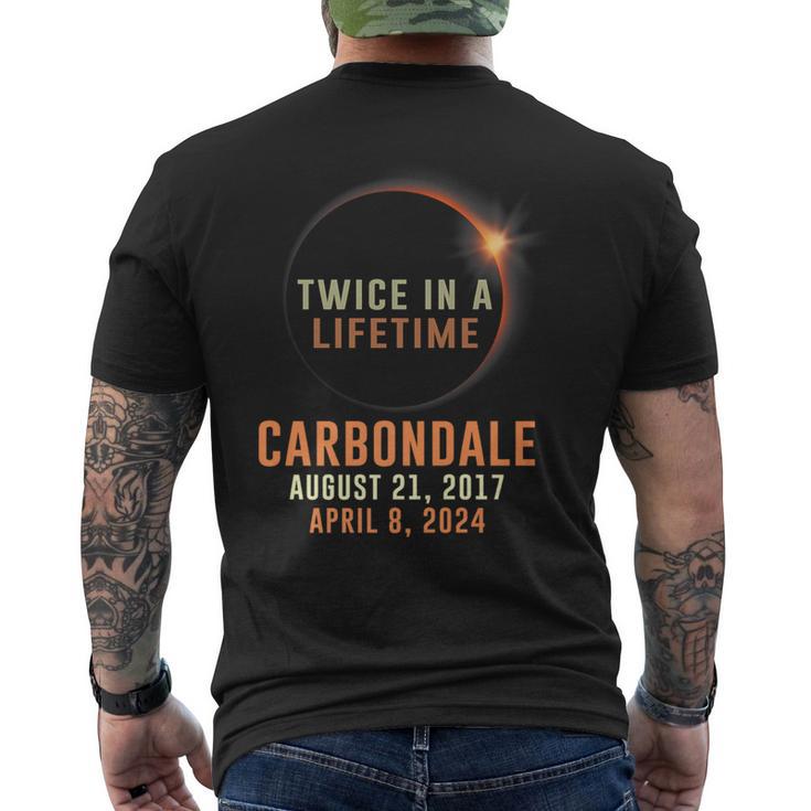 Carbondale Total Solar Eclipse 2024 Twice In A Lifetime Men's T-shirt Back Print