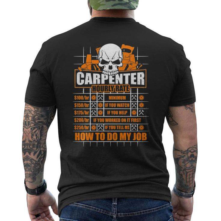 Carpenter Hourly Rate Hammer Ruler Men's T-shirt Back Print