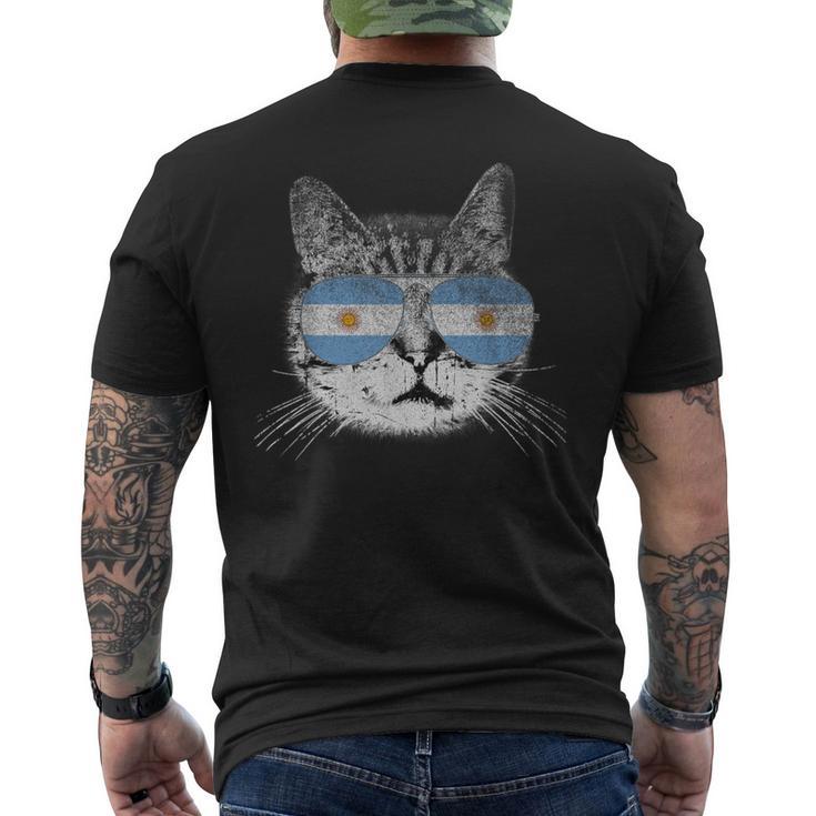 Cat Argentina Flag Country Retro Women Men's T-shirt Back Print