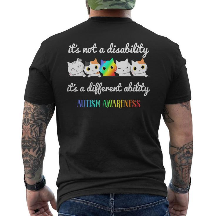 Cat Autism It's Not A Disability It's A Different Ability Men's T-shirt Back Print