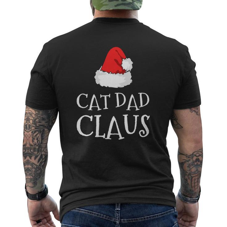 Cat Dad Claus Christmas Hat Family Group Matching Pajama Mens Back Print T-shirt
