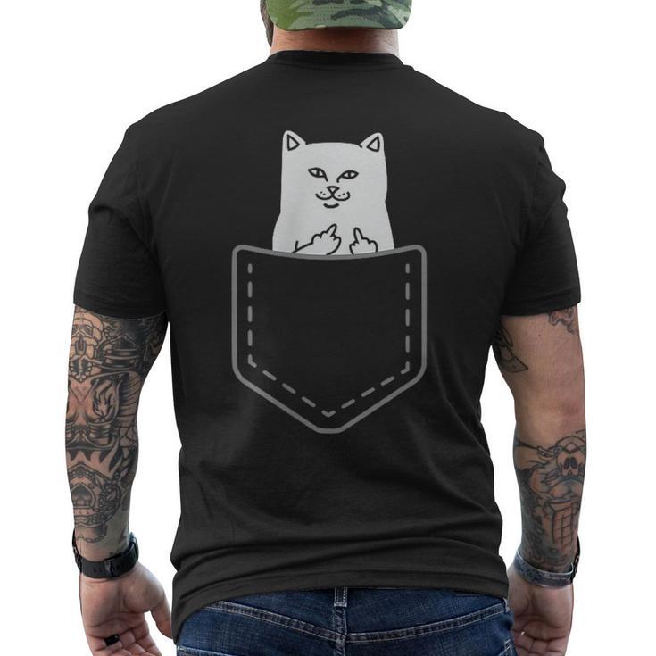 Cat Flipping Off Cat Men s T shirt Back Print Monsterry