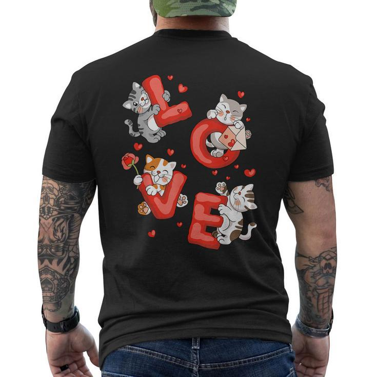 Cat Kitten Love Valentines Day Couples Cute Cat Lover Heart Men's T-shirt Back Print