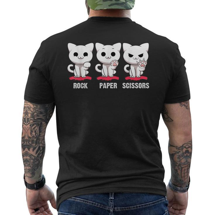 Cat Rock Paper Scissors Cute Cat Paws Cat Kitty Lover Men's T-shirt Back Print