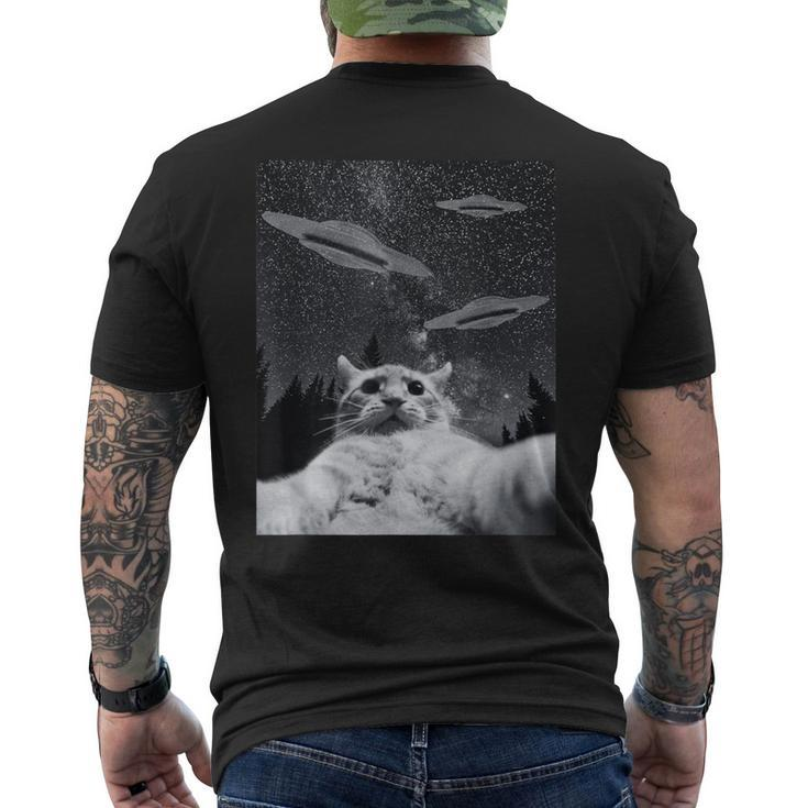 Cat Selfie With Ufo Cat Alien Ufo Men's T-shirt Back Print