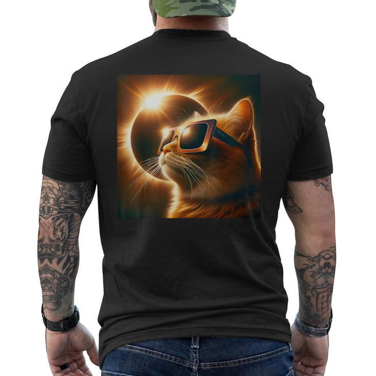 Cat Solar Eclipse 2024 Cat April 8 2024 Cat Selfie Eclipse Men's T-shirt Back Print