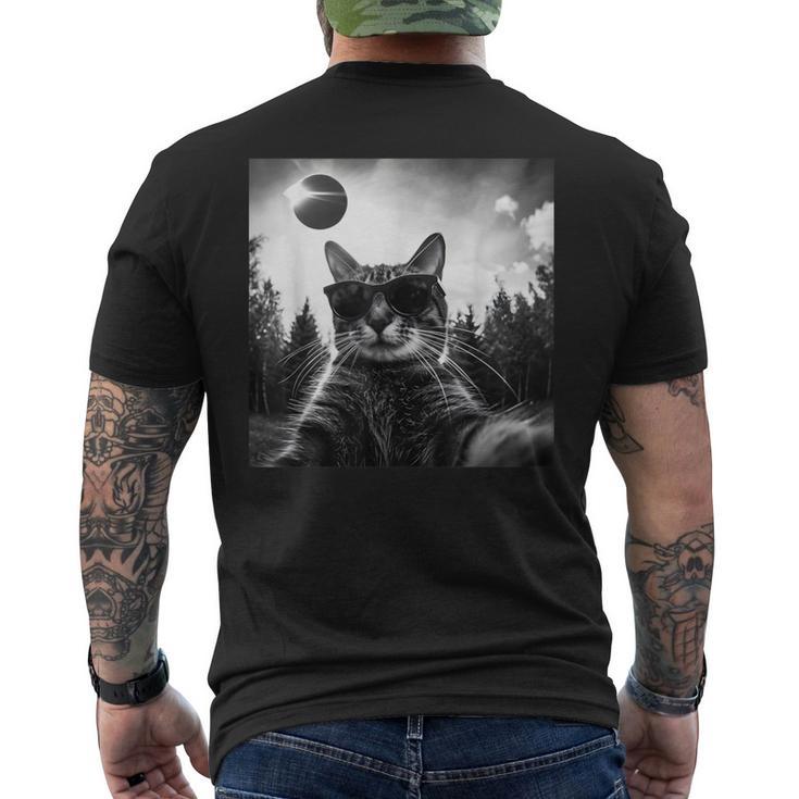 Cat Solar Eclipse 2024 Totality Meme Retro Cat Selfie Men's T-shirt Back Print