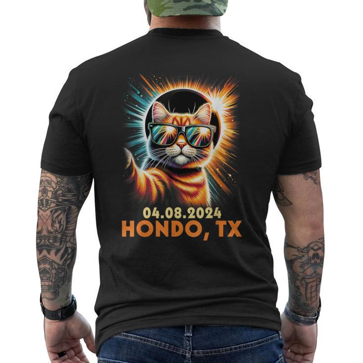Cat Taking A Selfie Total Solar Eclipse 2024 Hondo Texas Men's T-shirt Back Print