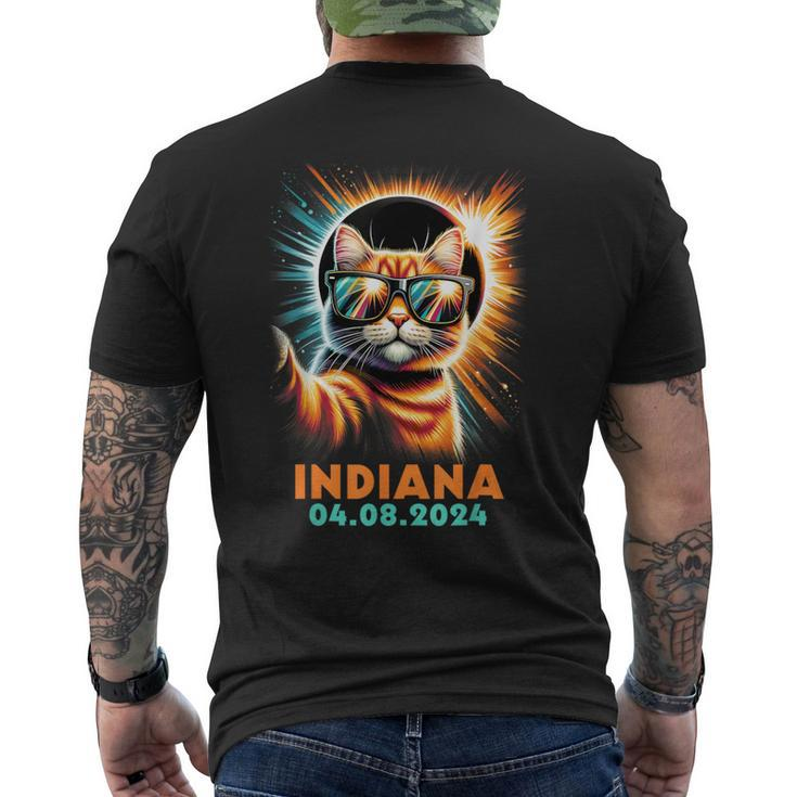 Cat Taking A Selfie Total Solar Eclipse 2024 Indiana Men's T-shirt Back Print
