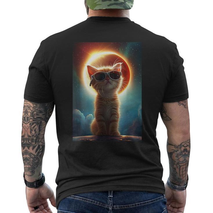 Cat Total Solar Eclipse 2024 April 8 Glasses Women Men's T-shirt Back Print