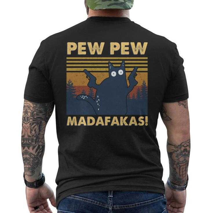 Cat Vintage Pew Pew Pew Madafakas Cat Crazy Pew Vintage Men's T-shirt Back Print