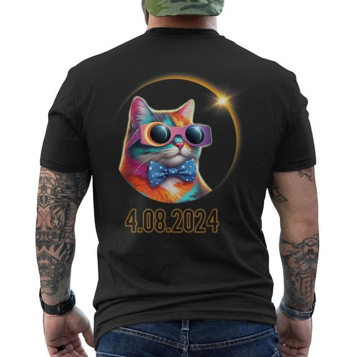 Cat Wearing Solar Eclipse Glasses Total Solar Eclipse 2024 Men's T-shirt Back Print