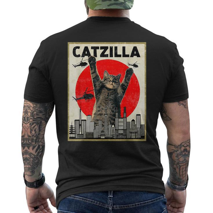 Catzilla Anime Lover Kawaii Animals Japanese Style Movies Men's T-shirt Back Print