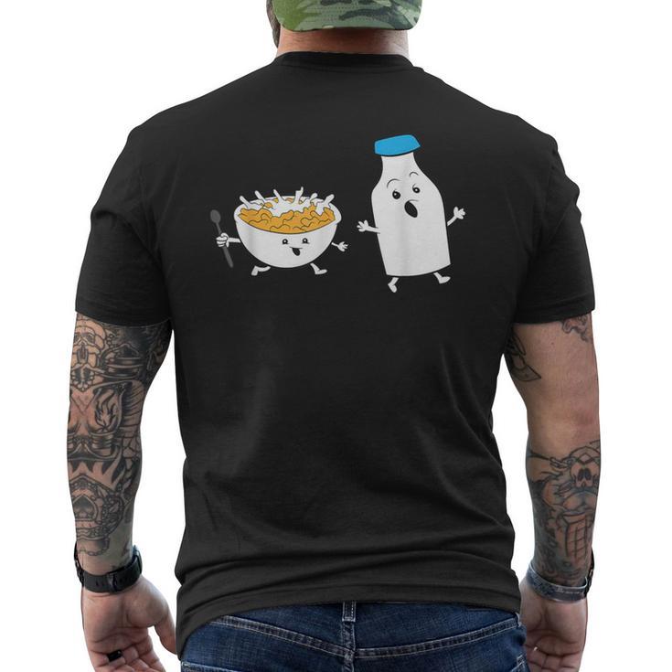 Cereal Chasing Milk Cornflakes Breakfast Cereal Men's T-shirt Back Print