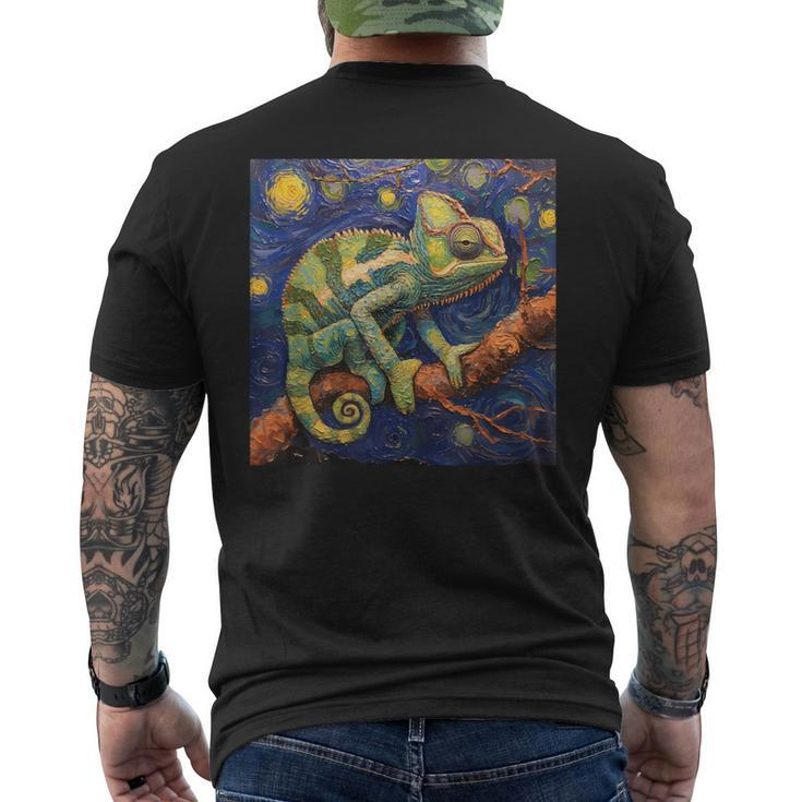 Chameleon Van Gogh Style Starry Night Men's T-shirt Back Print