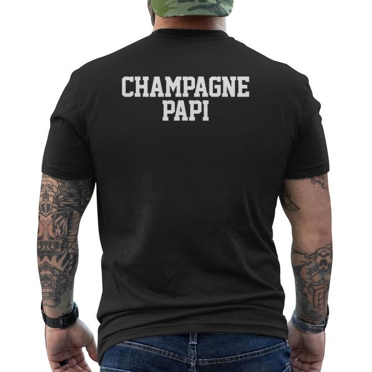 Champagne Papi Dad Father's Day Love Family Support Tee Mens Back Print T-shirt