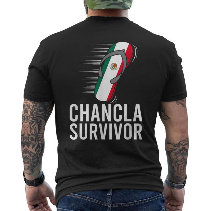 Chancla Survivor Mexico Mexican Flag Joke Idea Men's T-shirt Back Print