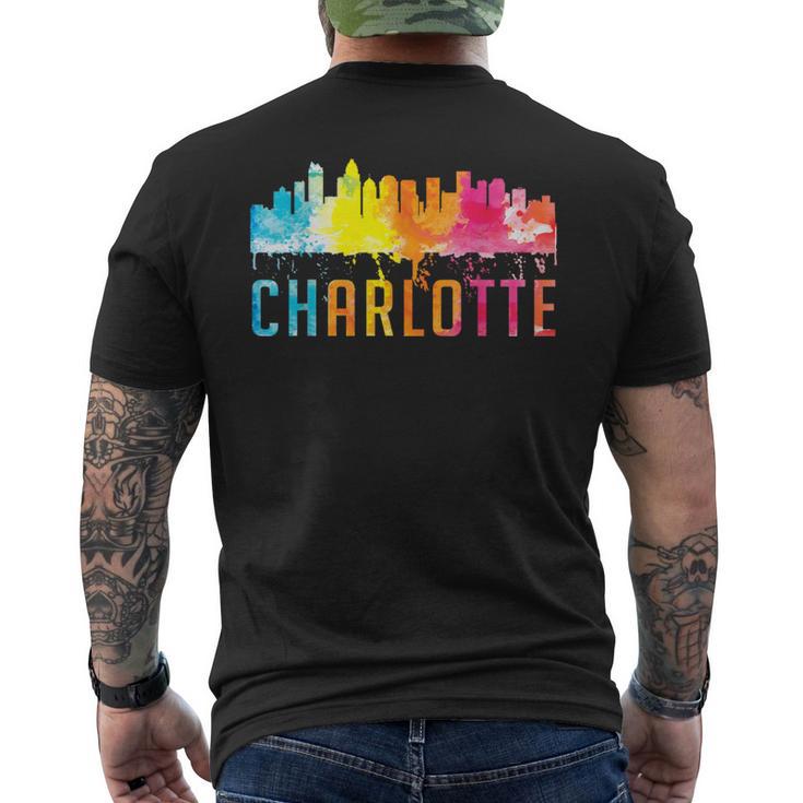 Charlotte North Carolina Watercolor Skyline Souvenir Men's T-shirt Back Print