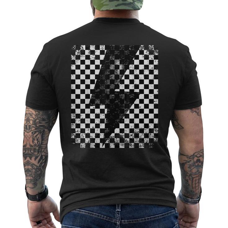 Checkered Lightning Bolt Thunder Checkerboard Graphic Men's T-shirt Back Print