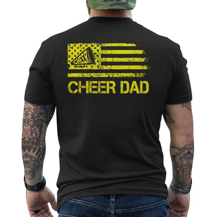 Cheer Dad Cheerleading Usa Flag Fathers Day Cheerleader Men's T-shirt Back Print