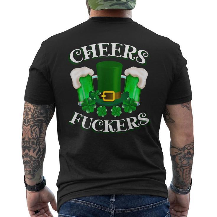 Cheers Fuckers Cheers Fckers' St Patty's Day Lucky Clover Men's T-shirt Back Print